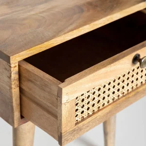 Szafka Nocna Natte Lite Drewno Mango Z Rattanem 40X40X50 Cm