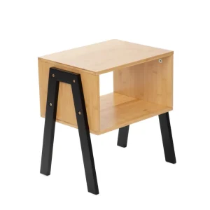 Szafka Nocna Slumber Bambusowy Z Czarnymi Nogami 42X29X42 Cm