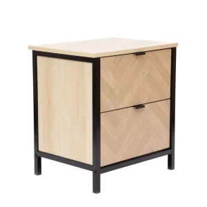 Szafka Nocna Swen Naturalna Z Metalowymi Nogami 45X35X50 Cm