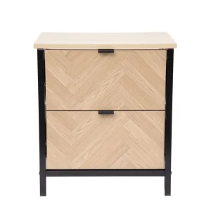 Szafka Nocna Swen Naturalna Z Metalowymi Nogami 45X35X50 Cm