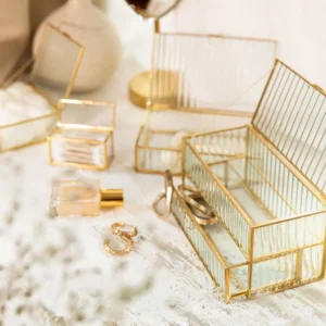 Szkatulka Na Bizuterie Grazia Z Szufladka Ze Szkla Prazkowanego 21X10X10,5 Cm