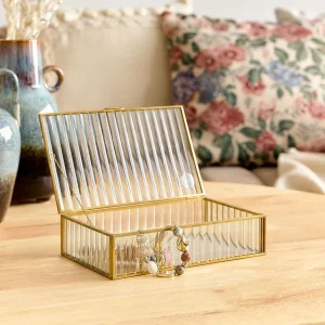 Szkatulka Na Bizuterie Grazia Ze Szkla Prazkowanego 20X12X5 Cm