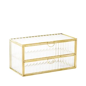 Szkatulka Na Bizuterie Grazia Z Szufladka Ze Szkla Prazkowanego 21X10X10,5 Cm