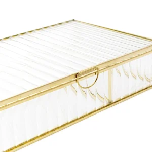 Szkatulka Na Bizuterie Grazia Ze Szkla Prazkowanego 23X15X5 Cm