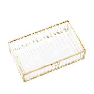 Szkatulka Na Bizuterie Grazia Ze Szkla Prazkowanego 20X12X5 Cm