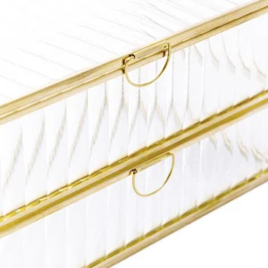 Szkatulka Na Bizuterie Grazia Z Szufladka Ze Szkla Prazkowanego 21X10X10,5 Cm