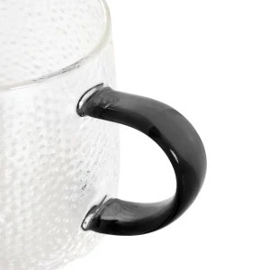 Szklanka Amber Mlotkowane Szkło Z Czarnym Uchem 0,35 L