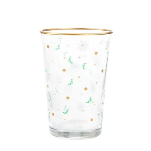 Szklanka Daisies W Kwiatki Ze Zlotym Rantem 0,25 L