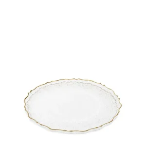 Talerz Lisala Transparentny Ze Zlota Obwodka 28 Cm