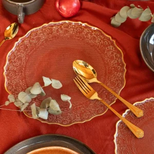 Talerz Lisala Transparentny Ze Zlota Obwodka 21 Cm