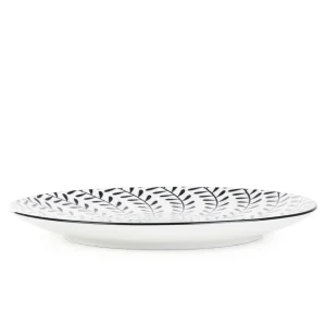 Talerz Navia Obiadowy Czarny W Listki 27 Cm