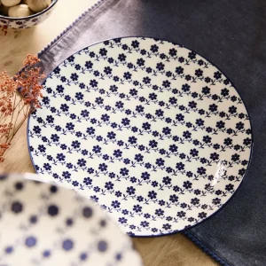 Talerz Navia Obiadowy Granatowy W Kwiatuszki 27 Cm