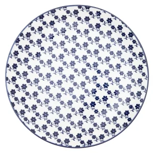 Talerz Navia Obiadowy Granatowy W Kwiatuszki 27 Cm