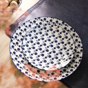 Talerz Navia Obiadowy Granatowy W Kwiatuszki 27 Cm