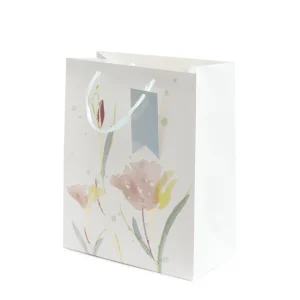 Torebka Prezentowa Cymka Bezowe Kwiaty 14X27X33 Cm