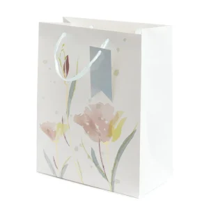 Torebka Prezentowa Cymka Bezowe Kwiaty 19X23X10 Cm