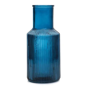 Wazon Tolle Szklany Prazkowany Granatowy 10X22 Cm