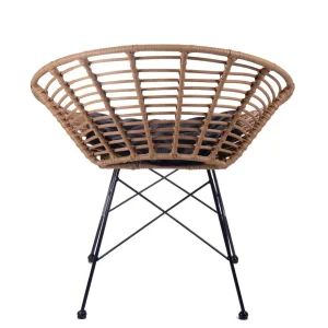 Zestaw Mebli Leuca Boho Plecione Naturalne Z Dwiema Poduszkami 3 Szt.