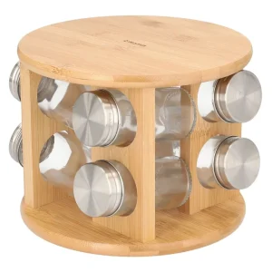 Zestaw Przyprawnikow Bambou Na Obrotowym Stojaku - 8 Sloiczkow 15X19 Cm