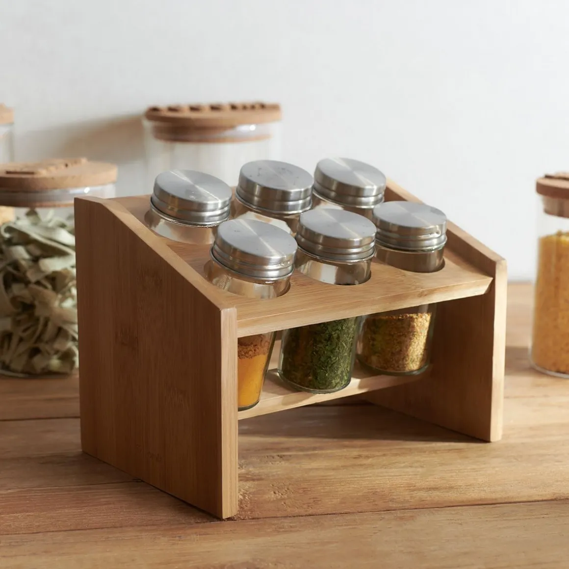 zestaw_przyprawnikow_mook_0.webp Zestaw Przyprawnikow Mooka Bambusowych Na Stojaku 6 Sloiczkow 14X21Cm