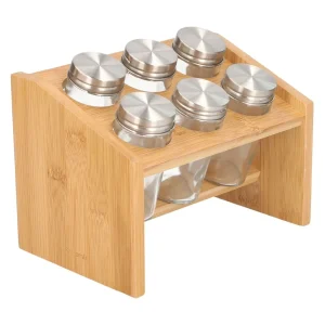 Zestaw Przyprawnikow Mooka Bambusowych Na Stojaku 6 Sloiczkow 14X21Cm