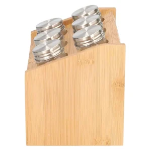 Zestaw Przyprawnikow Mooka Bambusowych Na Stojaku 6 Sloiczkow 14X21Cm