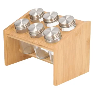 Zestaw Przyprawnikow Mooka Bambusowych Na Stojaku 6 Sloiczkow 14X21Cm