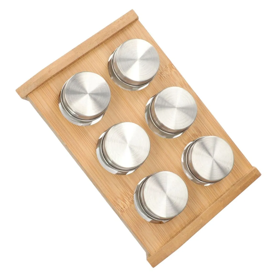 zestaw_przyprawnikow_mook_5.webp Zestaw Przyprawnikow Mooka Bambusowych Na Stojaku 6 Sloiczkow 14X21Cm