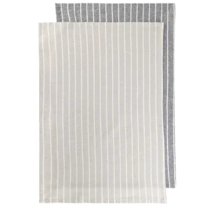 Zestaw Scierek Kuchennych Makely Bawelnianych W Paski Bezowa+Niebieska 2*45X65 Cm