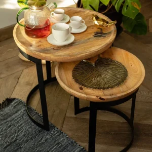 Zestaw Stolikow Kawowych Harvey Drewnianych 53X51/43X43 Cm