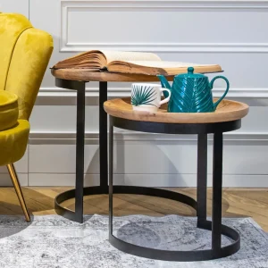 Zestaw Stolikow Kawowych Harvey Drewnianych 53X51/43X43 Cm