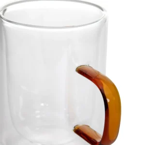 Zestaw Szklanek Cembra Retro Z Podwojna Scianka I Bursztynowym Uchem 2 Szt. 0.35