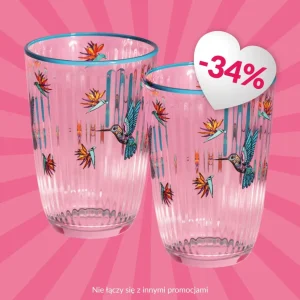 Zestaw Szklanek Frida Kahlo Turkusowych, 2 Szt. 0.38