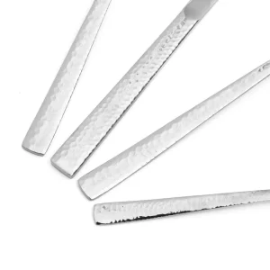 Zestaw Sztućców Martello Z Mlotkowana Raczka Srebrne 24 Szt.