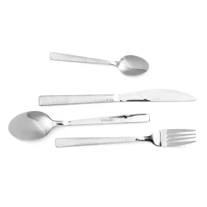 Zestaw Sztućców Martello Z Mlotkowana Raczka Srebrne 24 Szt.